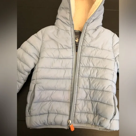 Save The Duck kids Light Blue Puffer Jacket unisex size 4